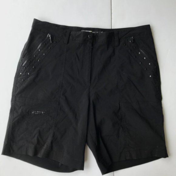 Jamie Sadock Golf Shorts Size 12 Black Front Zip Pockets Back Zip Pocket…